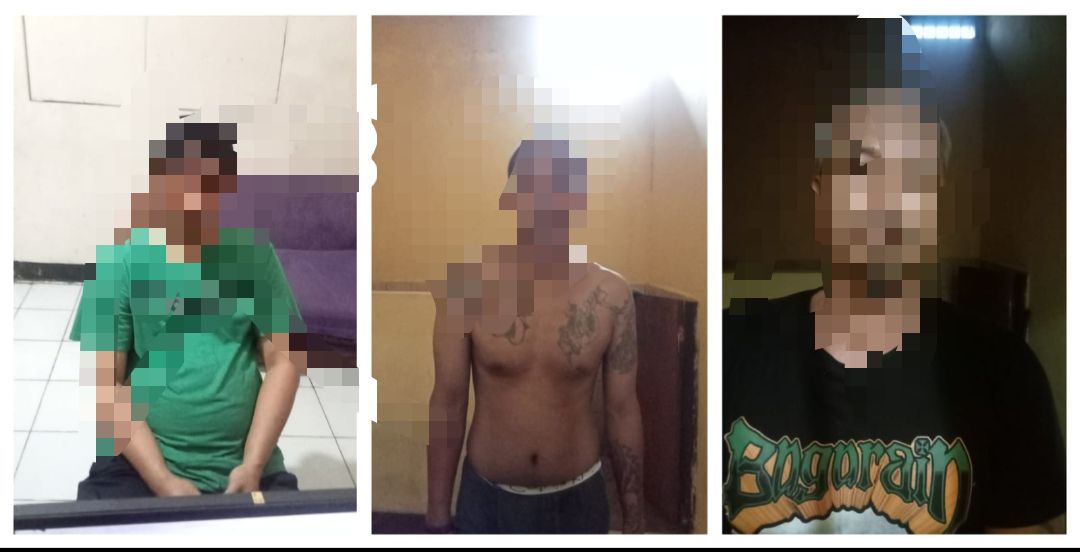 Polsek Ciomas Amankan tiga orang diduga pelaku pencurian dengan pemberatan 202 slop slop rokok dari berbagai merk