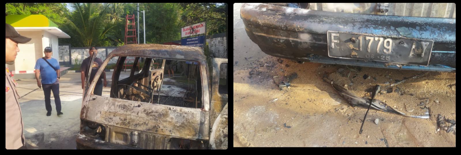 Polsek Nanggung Investugasi Adaanya Kebakaran Mobil Carry di SPBU Parakan Muncang,Nanggung