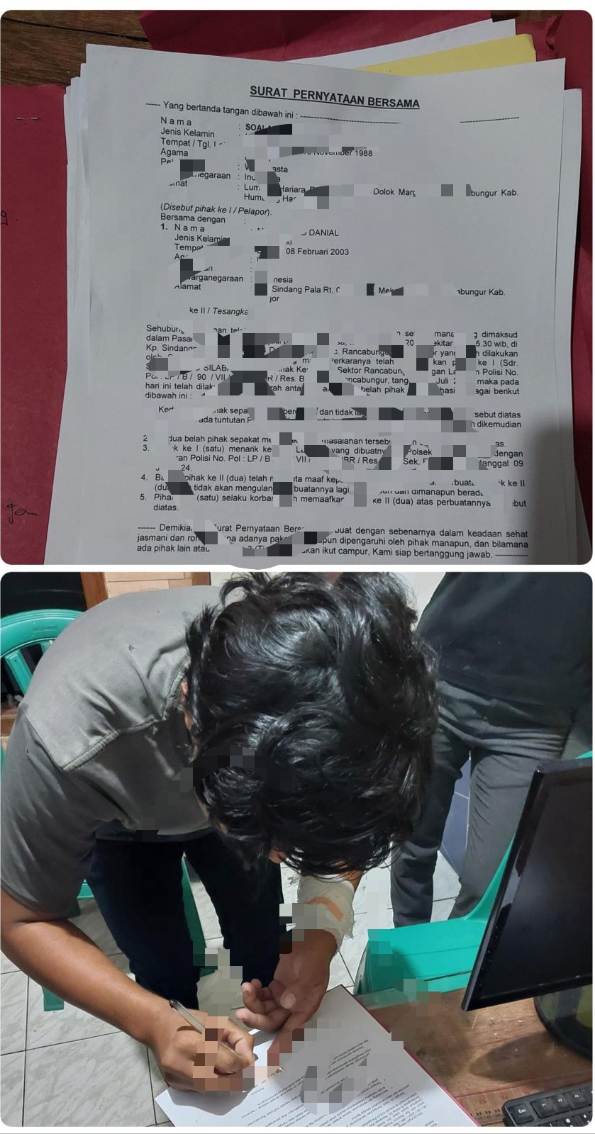 Polsek Rancabungur Dampingi Kedua Belah Pihak Melalui Restorative Justice Terkait Peristiwa Penganiayaan di Desa Mekarsari Rancabungur