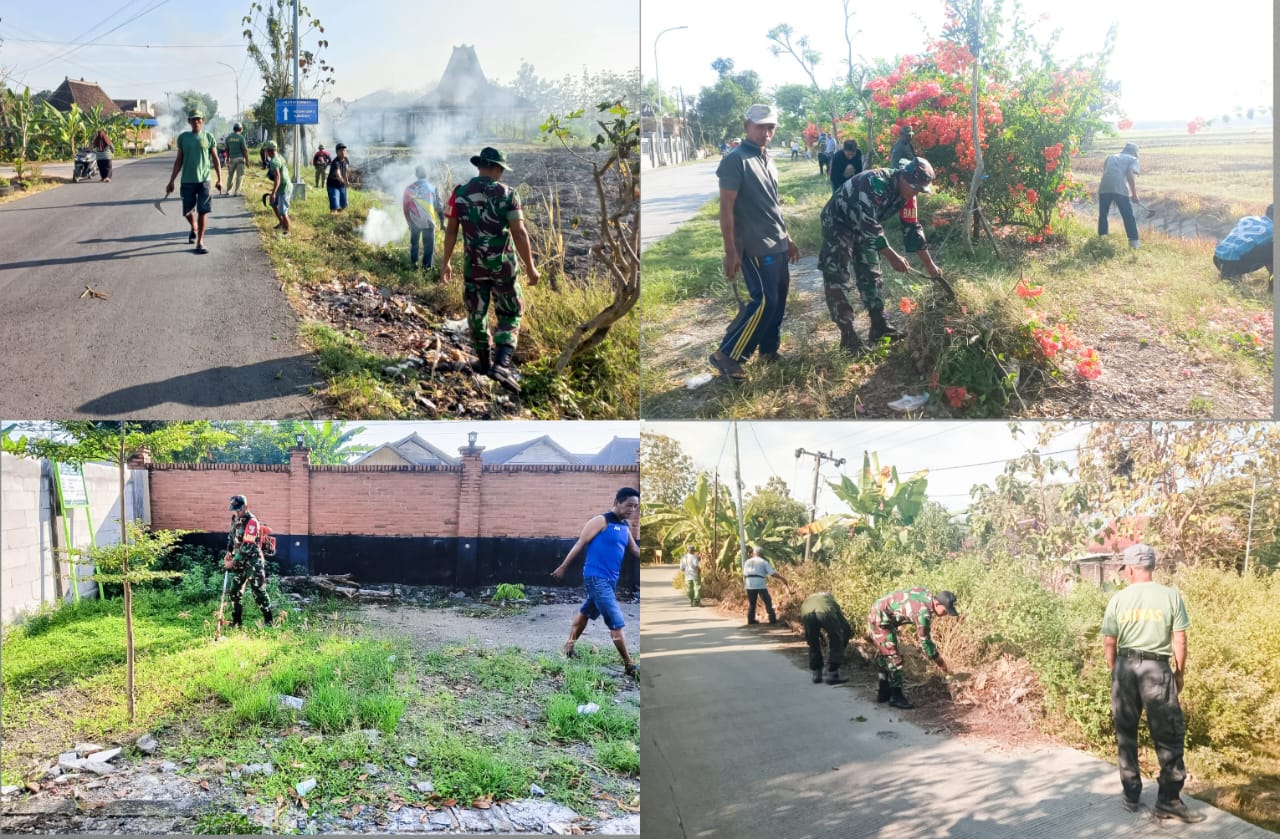 Dalam Rangka Peringati Hari Lingkungan Hidup Sedunia 2024 Babinsa Kodim Bojonegoro dan Masyarakat Karya Bakti Bersama