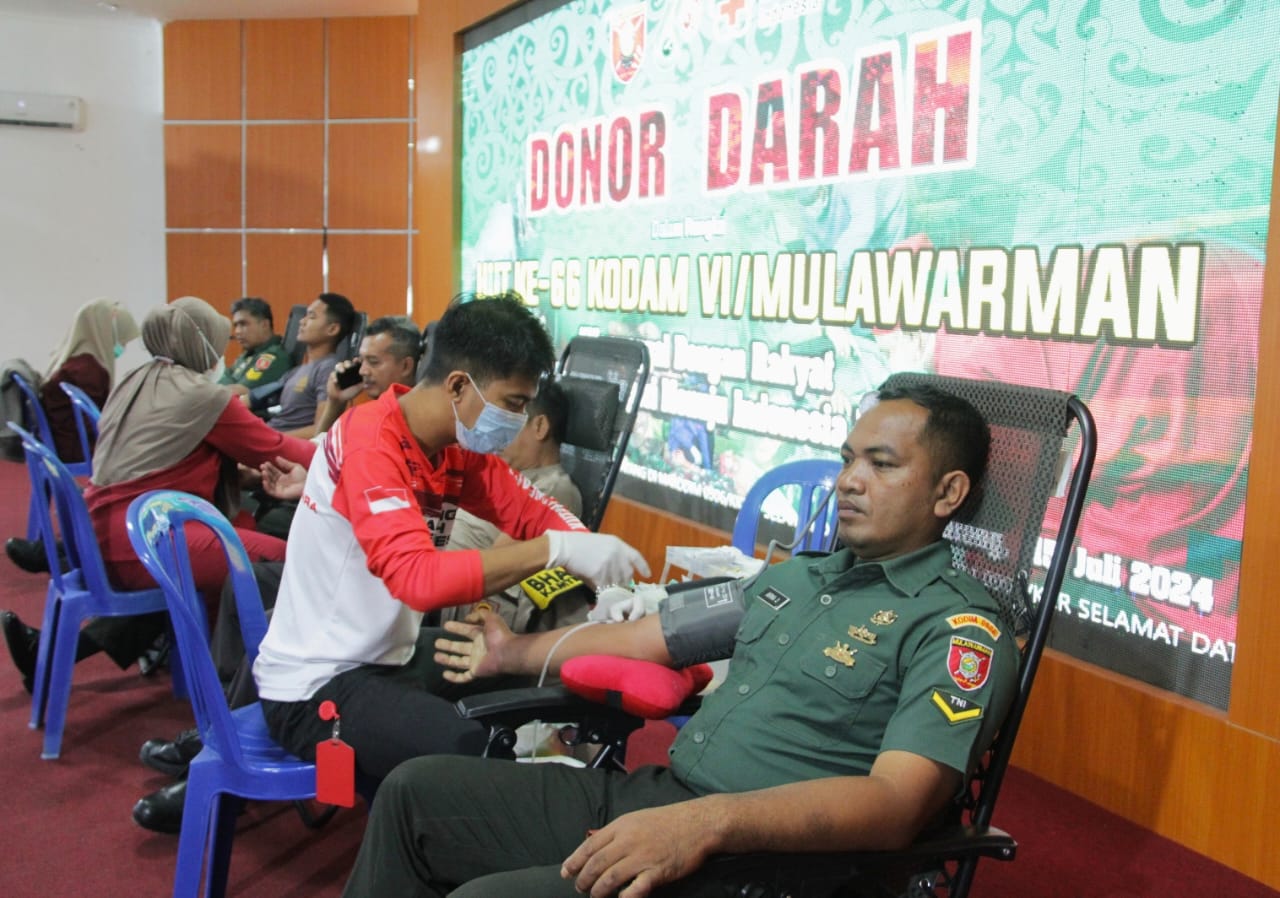Wujud Kepedulian TNI Pada Masyarakat Kodim 0906/Kutai Kartanegara Gelar Donor Darah
