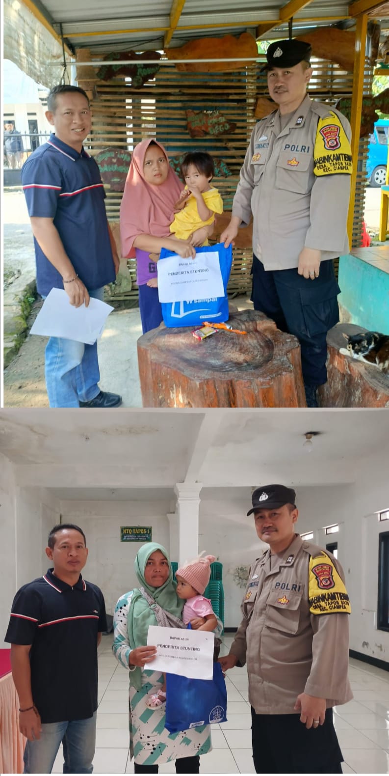 Polsek Ciampea Salurkan Bantuan untuk Anak Stunting di Wilayah Desa Tapos Bogor