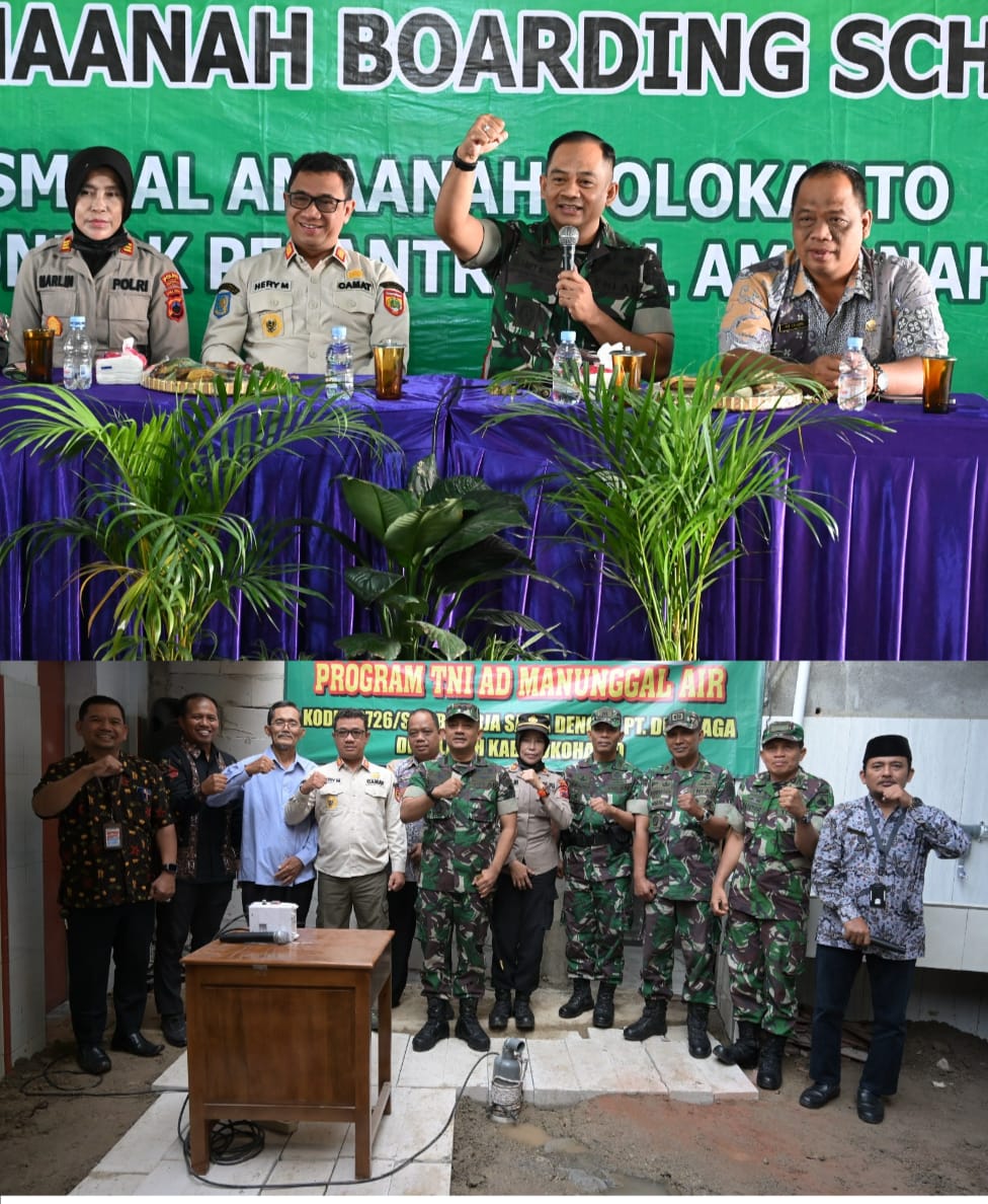 Dandim 0726/Sukoharjo Resmikan dan Serahkan Sumur Bor TNI Manunggal Air di Ponpes Roudlotul Jannah Boarding School SMP Al Amaanah