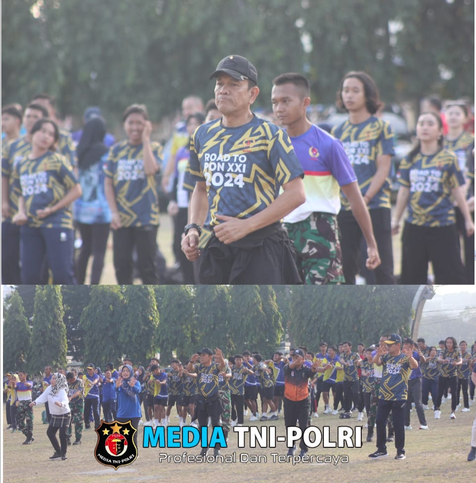 Bersama Pj. Gubernur Lampung, Danrem 043/Gatam Senam Bersama Atlet Dan Pelatih Kontingen Lampung Untuk PON Aceh-Sumatera Utara