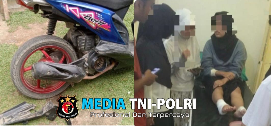 Polsek Parung Panjang Bersama Unit Laka Lantas Polres Bogor Olah TKP Kecelakaan di Parung Panjang, Pengemudi Motor Alami Luka Ringan