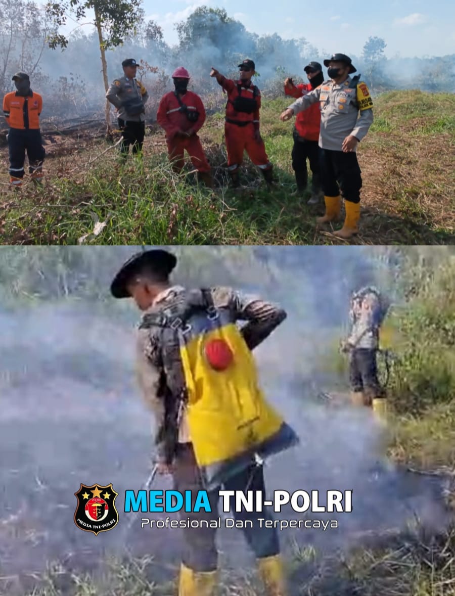 Dibantu 2 ( Dua ) Unit Water Bombing, Personil Gabungan Polres Ogan Ilir Berusaha Keras Padamkan Karhutla di Wilayah Indralaya