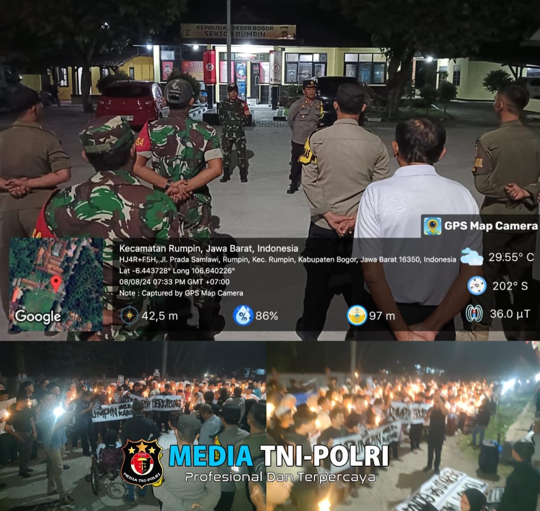 Polsek Rumpin Bersama Instansi Terkait Lakukan Pengamanan Adanya Aksi Solidaritas Warga Rumpin Terkait Peristiwa Korban 2 (dua) Pelajar di Kantor Kecamatan Rumpin