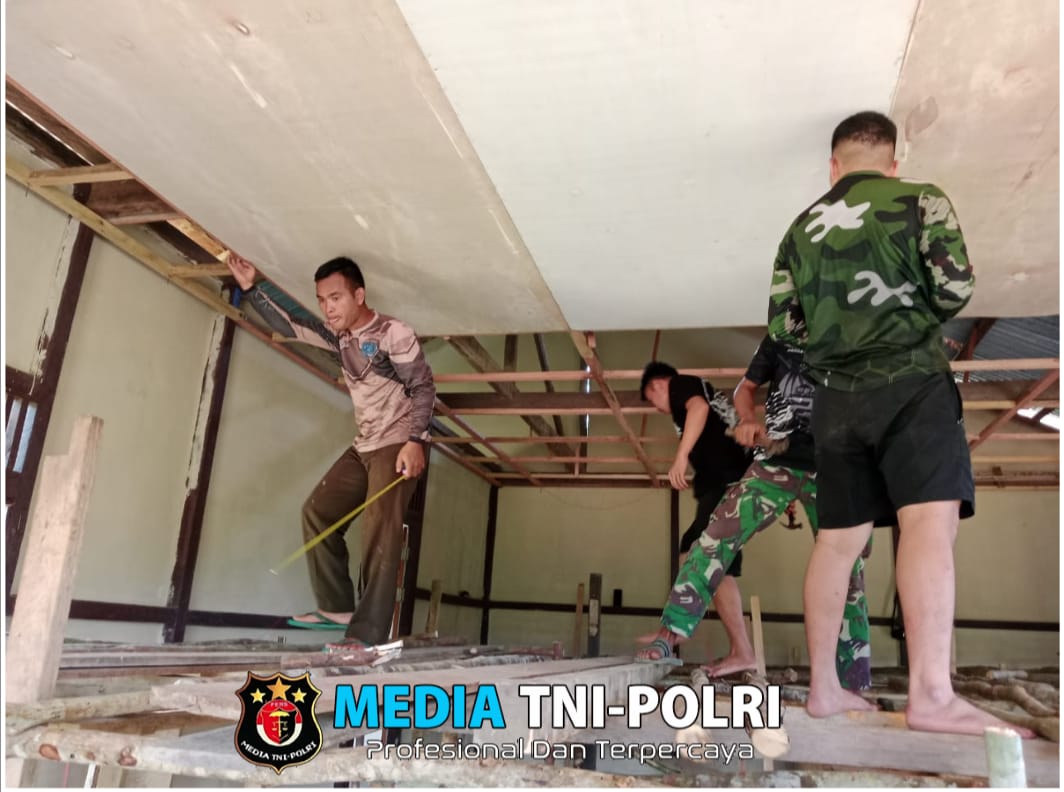 Progres Rehab Rumah Ibadah Gereja GKSI Program TMMD Reguler Ke- 121 Kodim 1210/Landak Capai 90 Persen