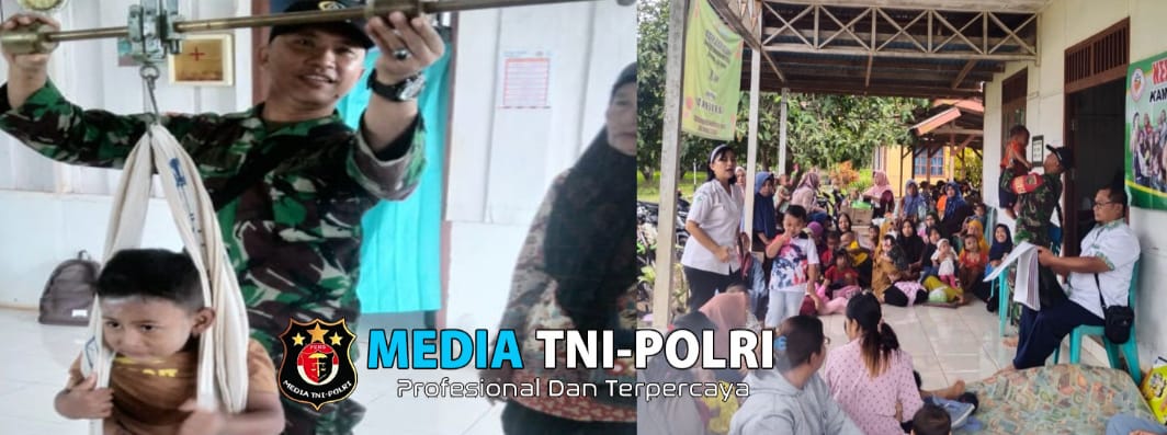 Babinsa Koramil Ulilin Kodim 1707/merauke Laksanakan Bantu Petugas Kesehatan Puskesmas Gelar Posyandu Balita dan Pemberian PMT