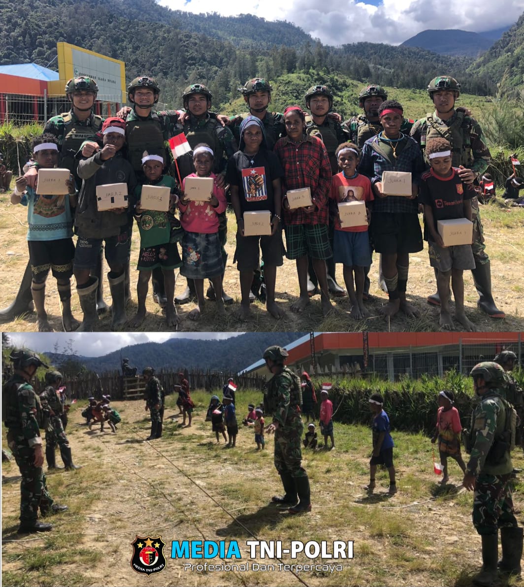 Dalam Rangka HUT RI Ke-79 Personel TK Mayuberi Pimpinan Lettu Inf Yudho Gelar Perlombaan dan Makan Bersama Dikampung Mayuberi Papua Tengah