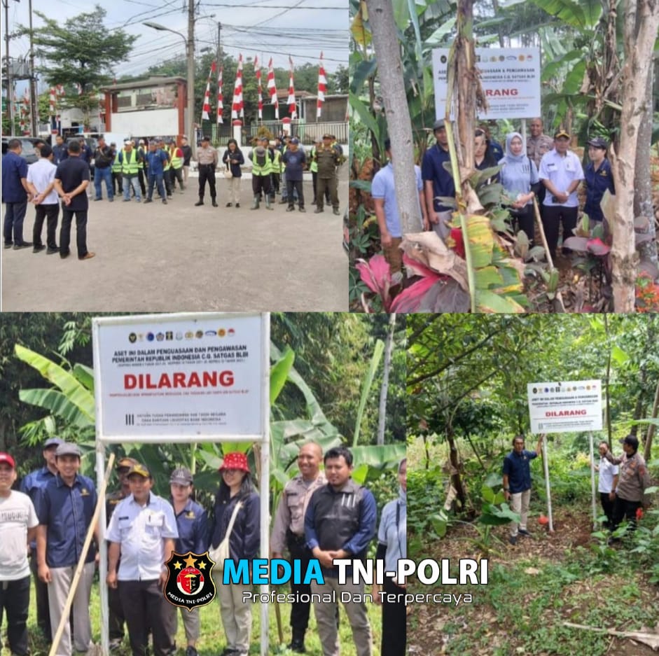 Polsek Cijeruk Bersama Instansi Terkait Lakukan Kegiatan Pengamanan Penyitaan Aset Harta Kekayaan Eks BLBI Melalui Pemasangan Plang oleh Negara yang Terletsk di Desa Sukaharja dan Desa Tajurhalang Kec. Cijeruk Kab. Bogor 