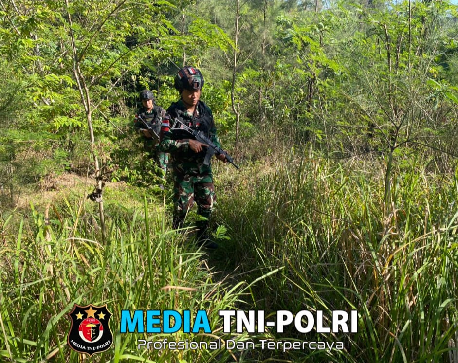 Jaga Keamanan Dan Kedaulatan, Pos Nilulat Satgas Yonkav 6/NK Laksanakan Patroli Jalan Tikus
