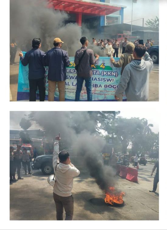 Polsek Cibinong Kawal Adanya Aksi Unjuk Rasa Mahasiswa di Kantor Dinas Pemadam Kebakaran Kabupaten Bogor Berjalan Kondusif