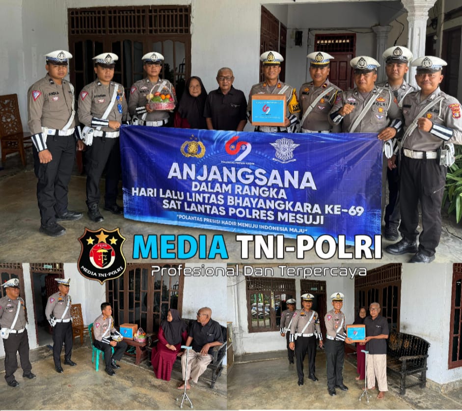 Sat Lantas Polres Mesuji Gelar Kegiatan Anjangsana Dengan Membagikan Bantuan Sosial Kepada Purnawirawan Polri