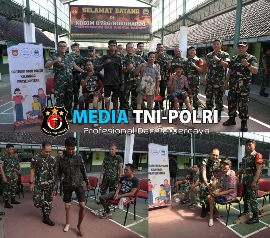 Kodim 0726/Sukoharjo dan PT. Dua Naga memberikan Bantuan Kaki Palsu kepada penyandang Disabilitas