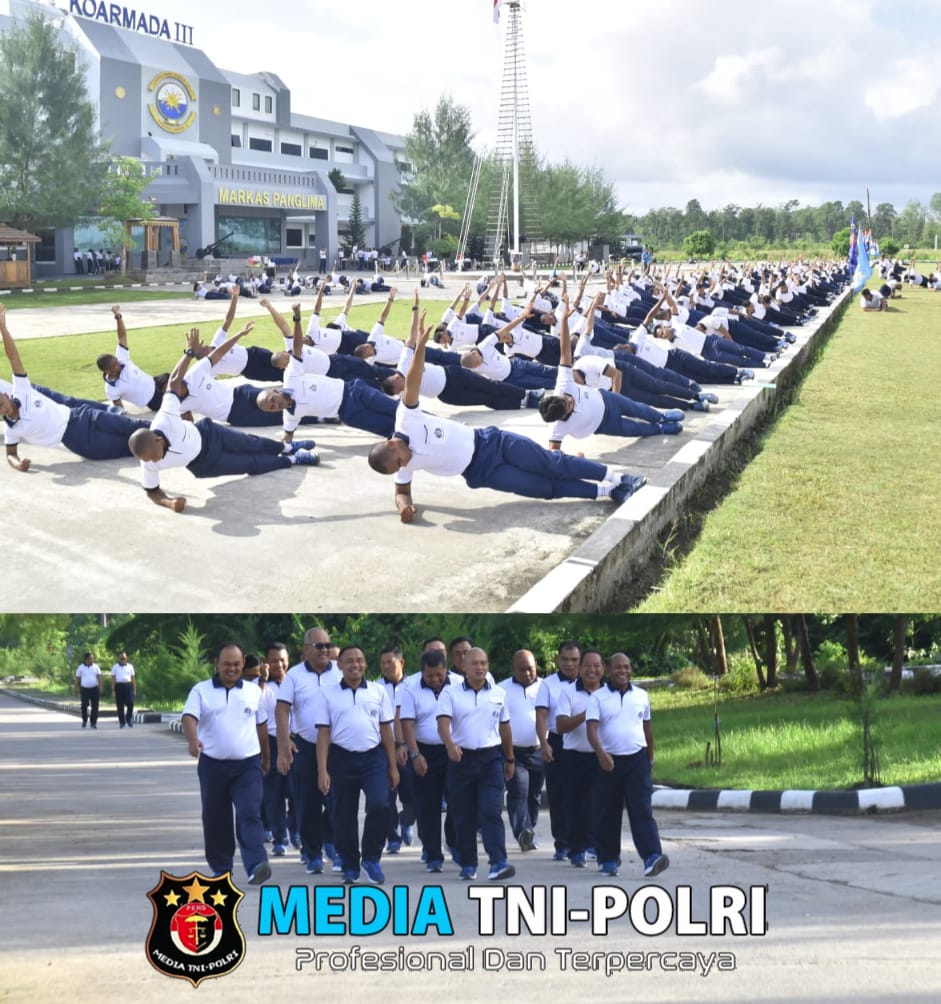 Pertahankan Fisik dan Stamina Prajurit Koarmada III Rutin Laksanakan Olahraga