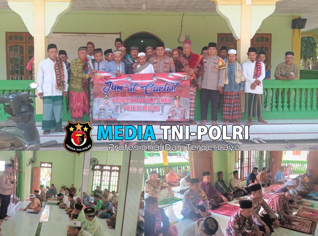 Dalam Rangka Membina Kerukunan Antar Masyarakat Jelang Pilkada 2024 ,Polsek Mesuji Timur Polres Mesuji, Adakan Giat Jumat Curhat di Mesjid Jami Nurul Huda