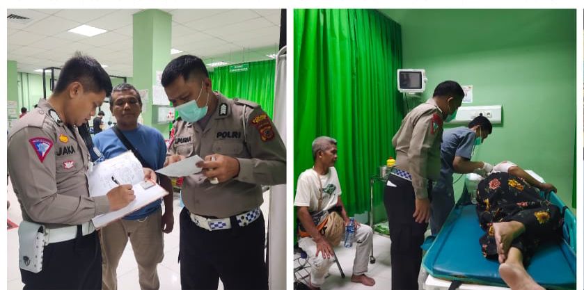 Polsek Sukaraja Bersama Unit Laka Lantas Polres Bogor Cek TKP Terkait Laka Lantas R2 vs R4