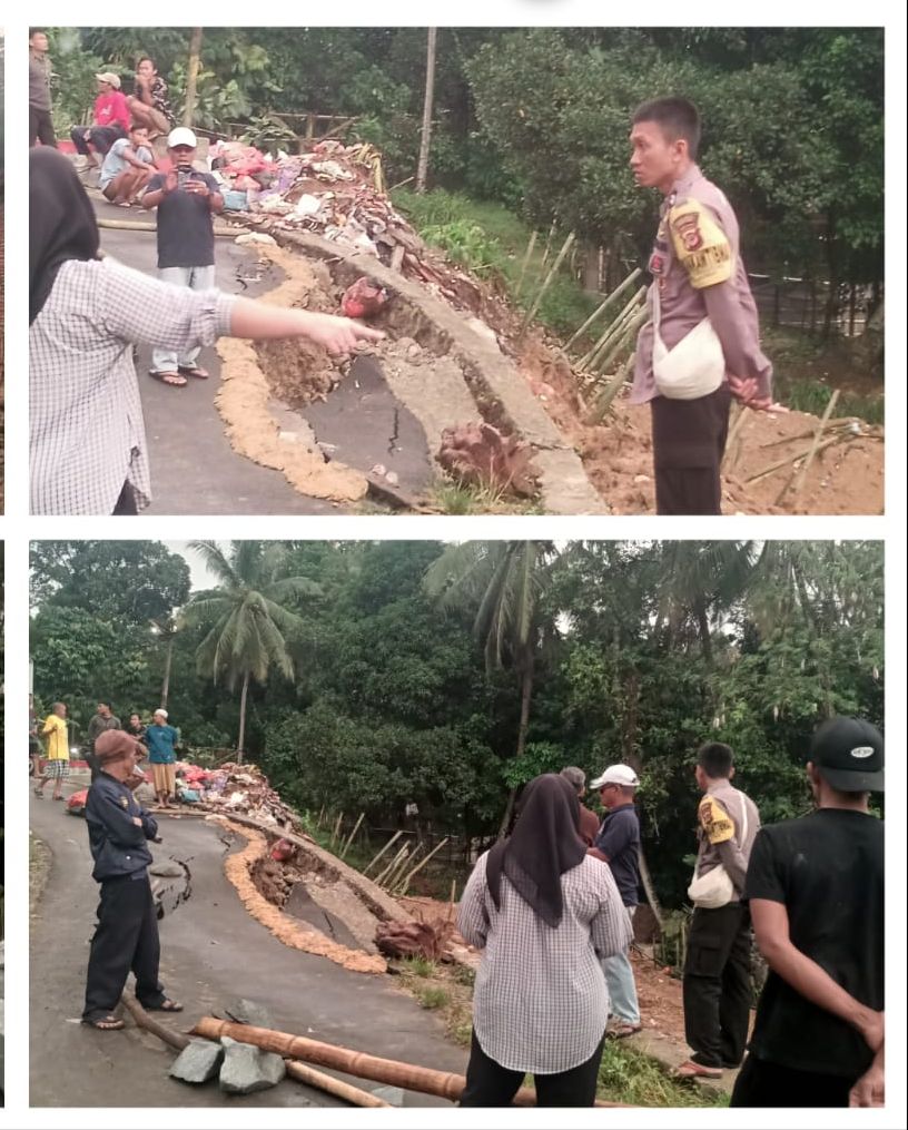Polsek Jasinga Bersama Instansi Terkait Cek Lokasi TKP Bencana Tanah Amblas Pasca Hujan