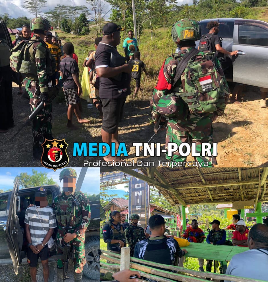 Satgas Yonif 642/Kps Bersama Polres Menerima Penyerahan Diri DPO Anggota OPM Kodap IV Sorong Raya