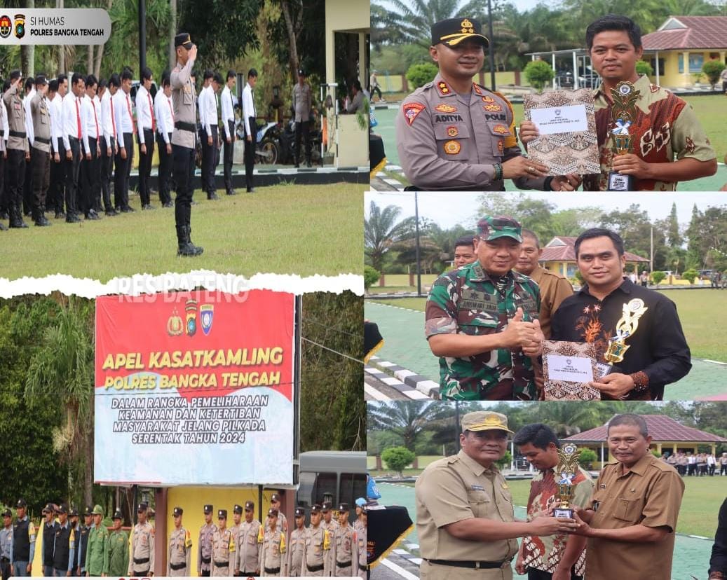 Polres Bangka Tengah Gelar Apel Kasatkamling 2024 dan Beri Penghargaan Satkamling