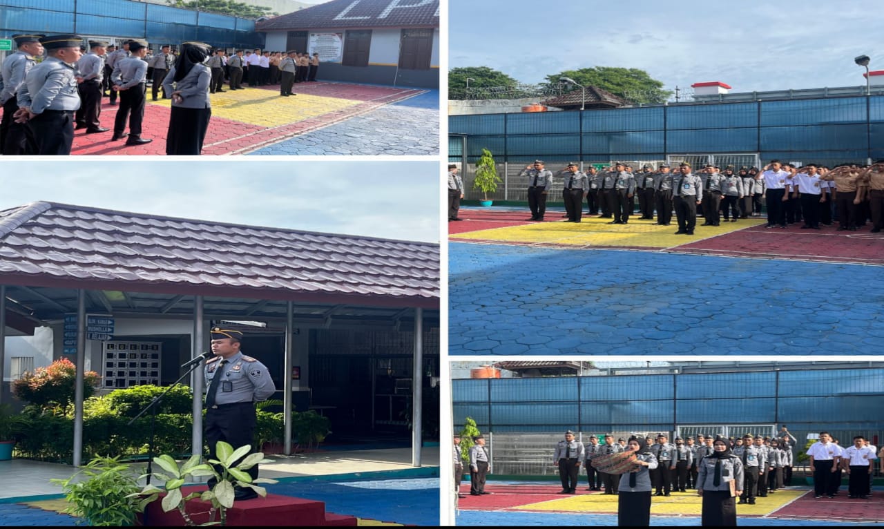 Kepala Lembaga Pembinaan Khusus Anak Kelas II Pangkalpinang (LPKA Pangkalpinang), Ismet Sitorus, Memimpin upacara