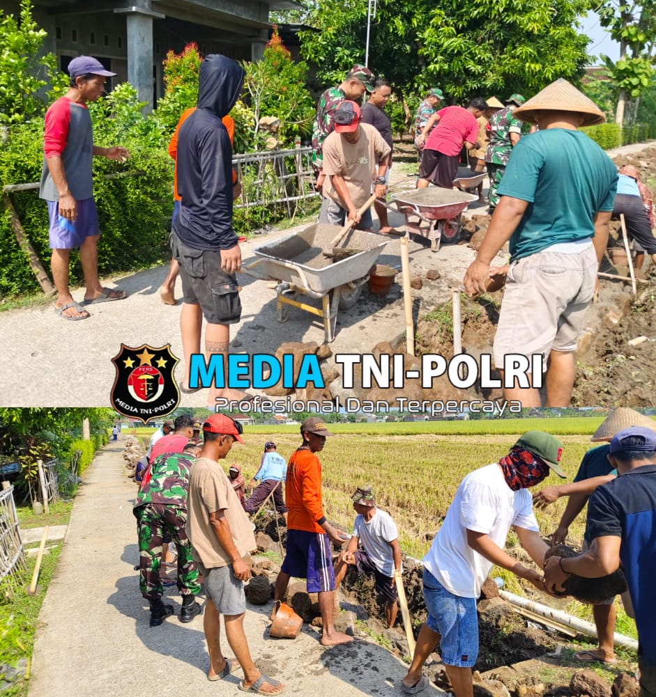 Danramil Karangmalang dan Warga Dukuh Jaten Guyub Bangun Talud Jalan Kampung