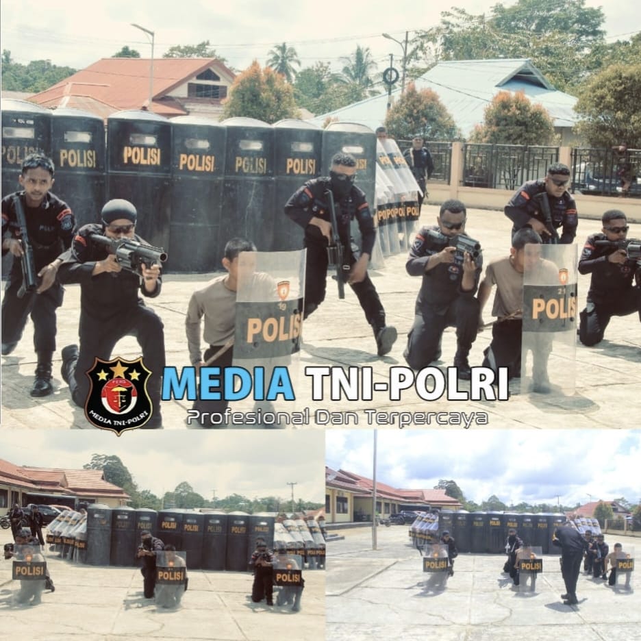 Siap Amankan Jalannya Tahapan Pilkada Damai 2024, Polres Maybrat Bersama Satgas Separatis BKO Brimob Gelar Latihan Dalmas Bersama