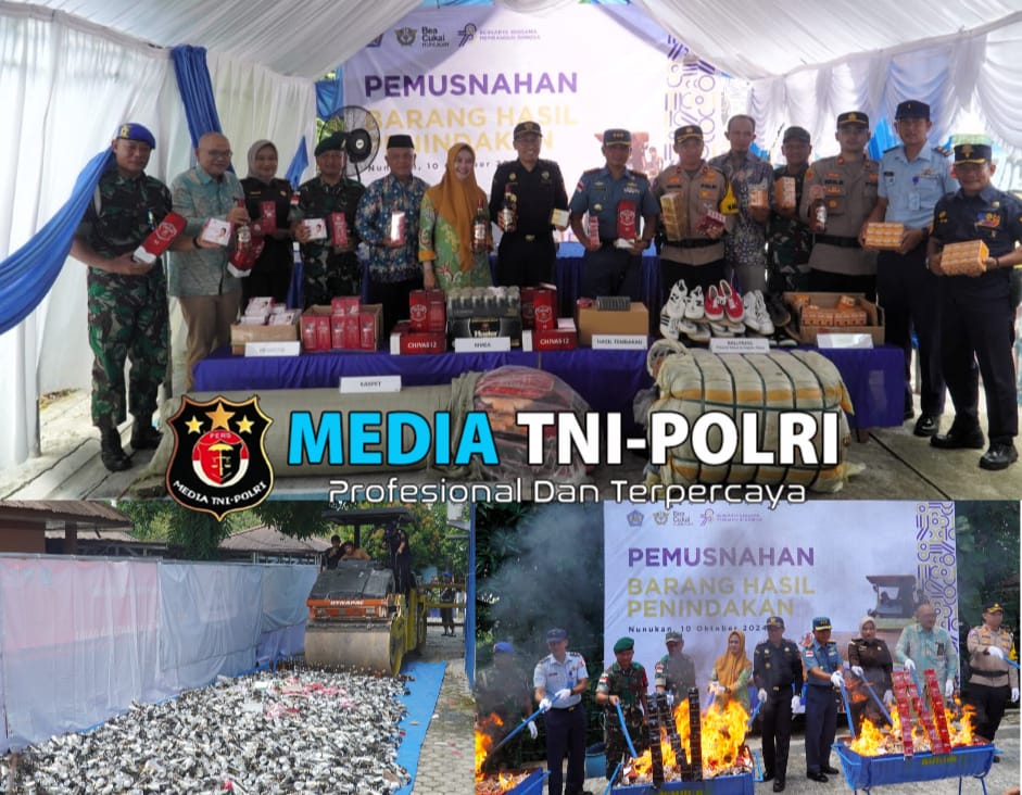 Dansatgas Pamtas Yonarmed 11 Kostrad Hadiri Pemusnahan dan Hibah Barang Hasil Penindakan di Nunukan