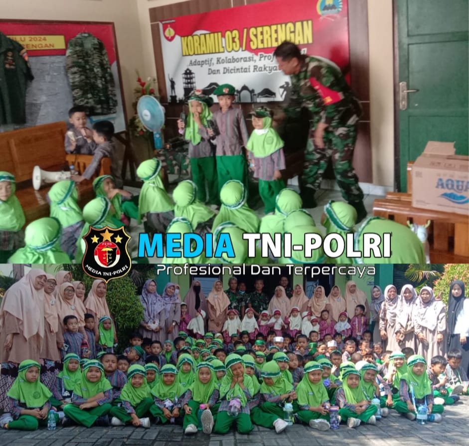 Ingin Lebih Dekat Dengan TNI, Anak-Anak KB-RA Al-Islam 1 Jamasaren Kunjungi Koramil 03/Serengan