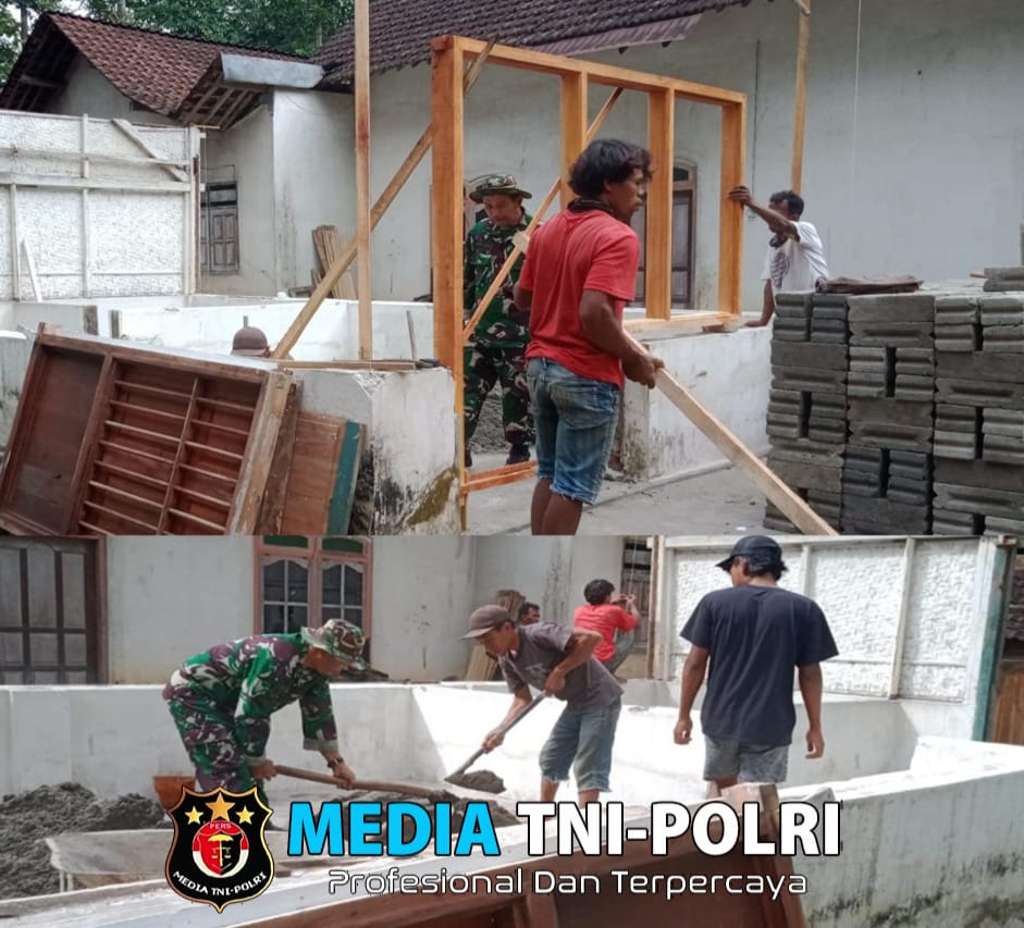 Kepedulian Babinsa Desa Bangsri Di Wilayah, Bantu Warga Bangun rumah Ibu Wagiyem