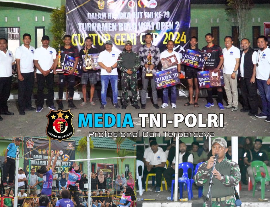 Dansatgas Pamtas Yonarmed 11 Kostrad Pimpin Penutupan Turnamen Bola Voli Open II Guntur Geni Cup 2024