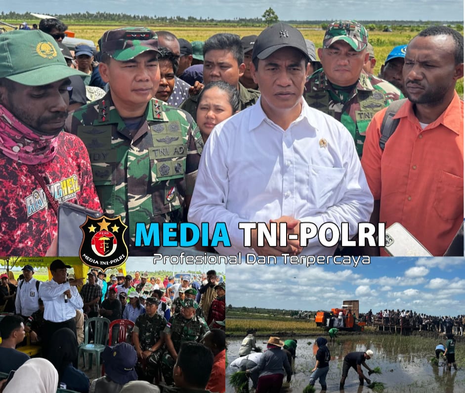Menteri Pertanian RI Didampingi Dandim Merauke Panen Raya di Kampung Telaga Sari
