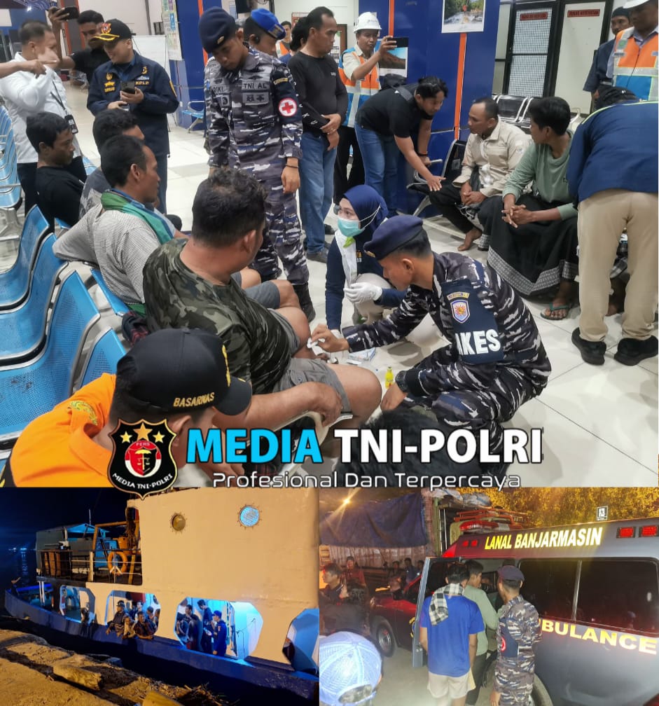 TNI AL Dan Tim Sar Gabungan Berhasil Evakuasi Belasan ABK KM. Sabar Subur Yang Tenggelam di Perairan Karimun Jawa