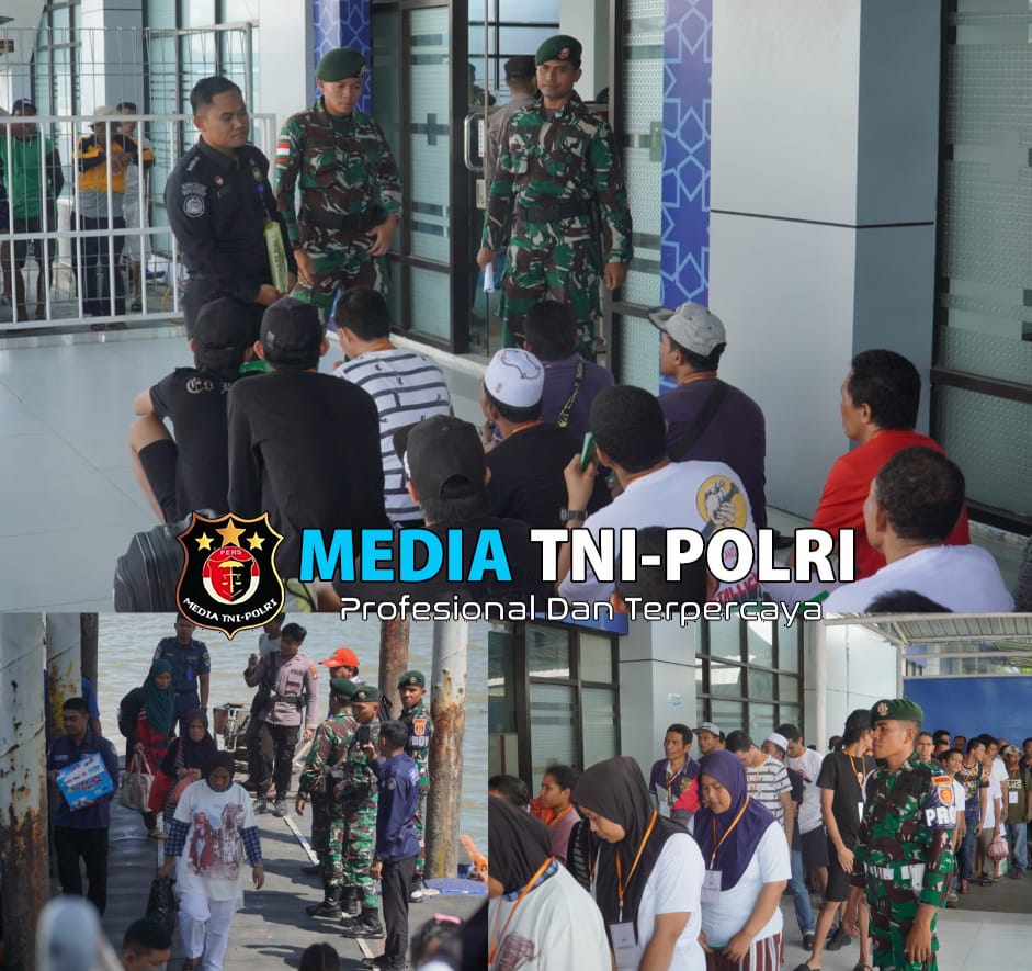 Satgas Pamtas Yonarmed 11 Kostrad Bersama BP3MI Kaltara Kawal Deportasi 70 PMI di Pelabuhan Tunon Taka