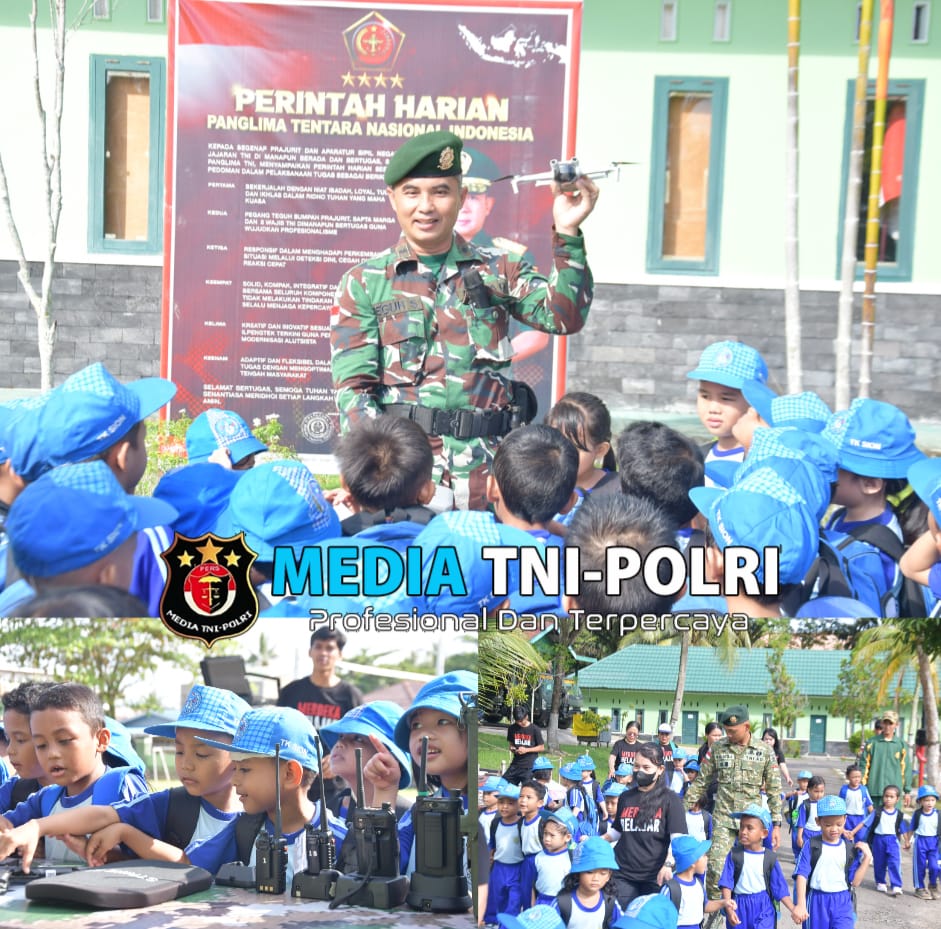 Satgas Pamtas Yonarmed 11 Kostrad Terima Kunjungan Outing Class TK Sion Nunukan