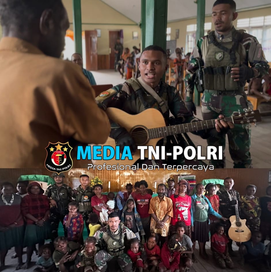 Warga Bilogai Semangat Latihan Musik Bersama Satgas Habema