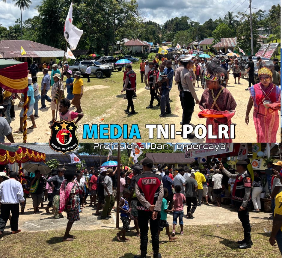 Polres Maybrat Amankan Jalannya Pelantikan dan Peresmian Posko Paslon Pilkada 2024 di Kampung Kisor, Kabupaten Maybrat