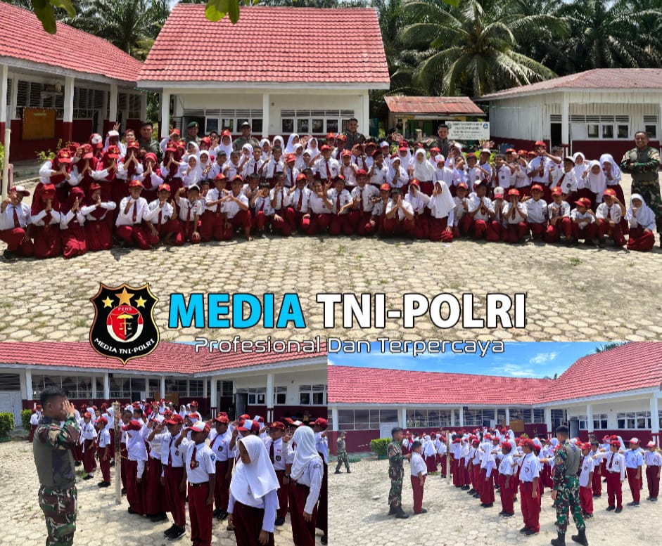 Satgas Pamtas Yonarmed 11 Kostrad Tanamkan Jiwa Nasionalisme kepada Anak-Anak di Perbatasan