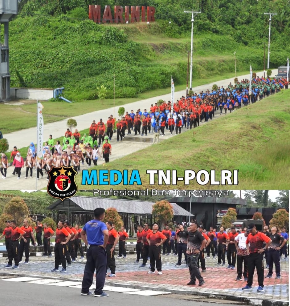 Perwira Yonmarhanlan XIV Sorong Ikut Olahraga Bersama Komandan Pasmar 3