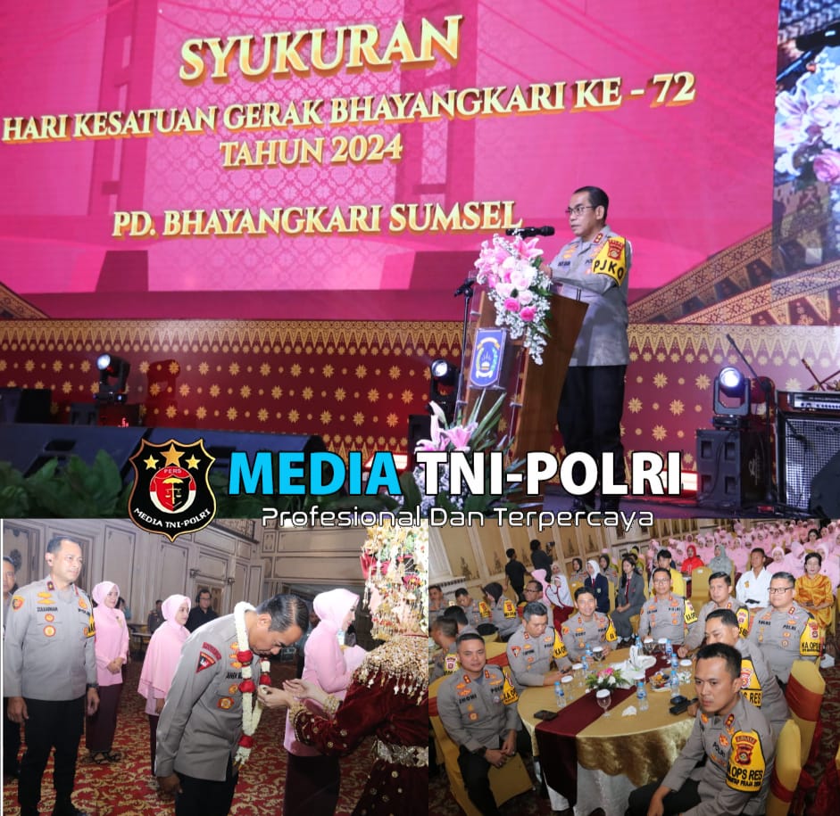 Kapolda Sumsel Irjen Pol Andi Rian R Djajadi SIK, MH Hadiri Acara Syukuran Hari Kesatuan Gerak Bhayangkari (HKGB) Ke-72