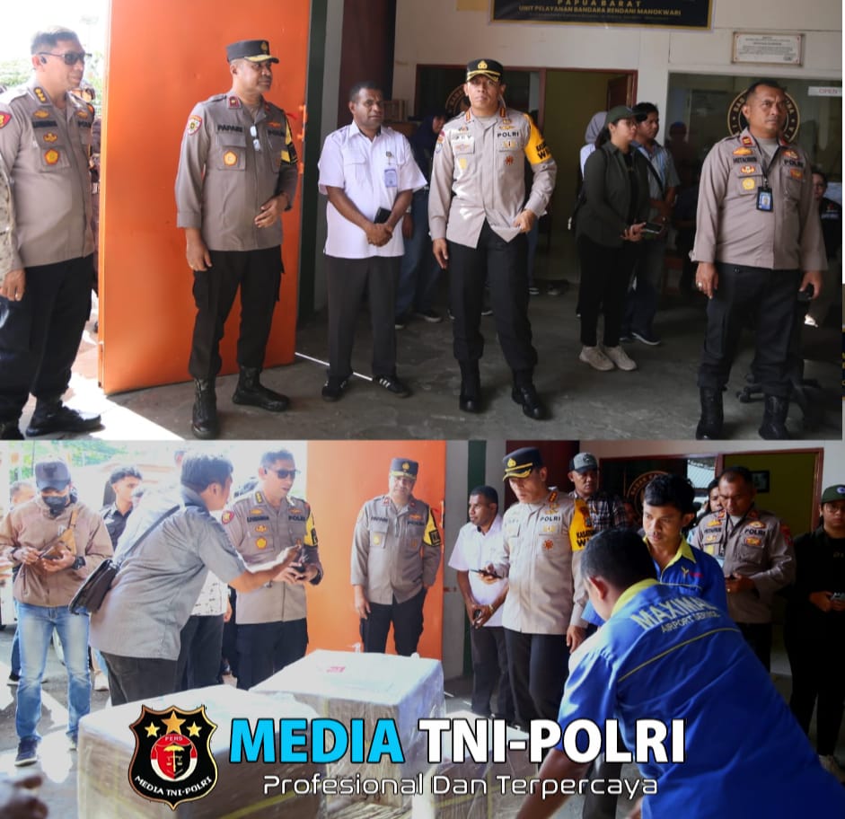 Wakapolda Papua Barat Cek Pengamanan Kedatangan Logistik Surat Suara di Bandara Rendani