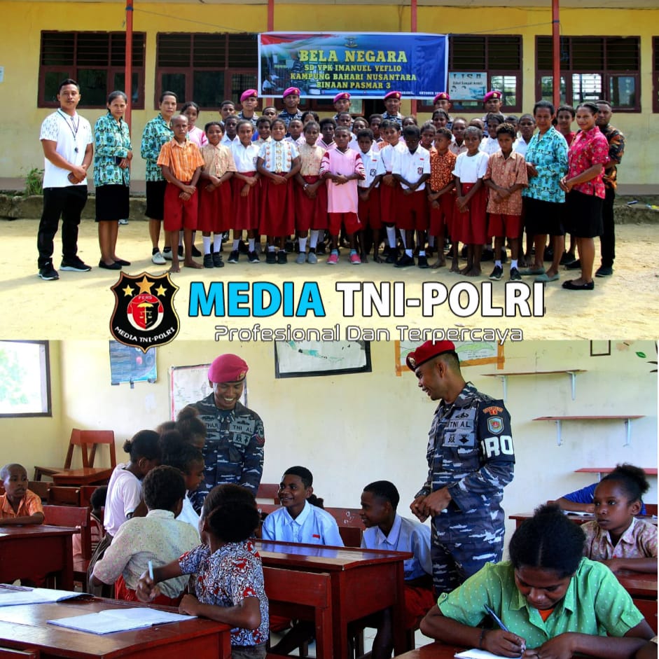 Prajurit Marinir Berikan Edukasi Bela Negara di Sekolah Dasar YPK Yeflio