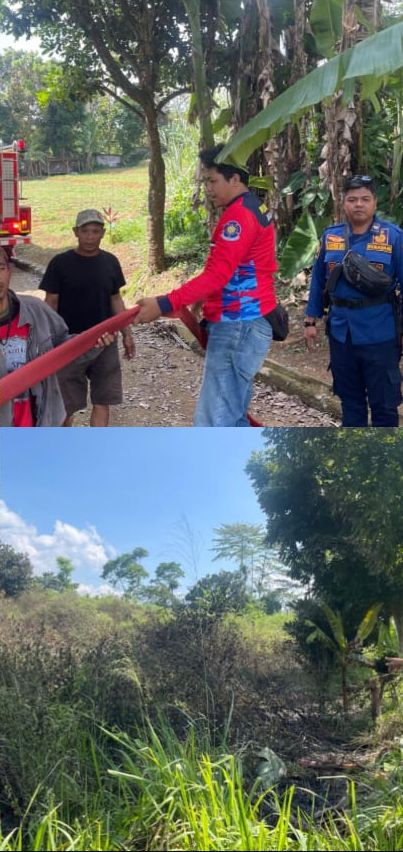 Polsek Megamendung Bersama Instansi Terkait TanganiI Olah TKP Terkait Kebakaran Lahan Kosong Berhasil DIipadamkam Dalam Waktu Singkat