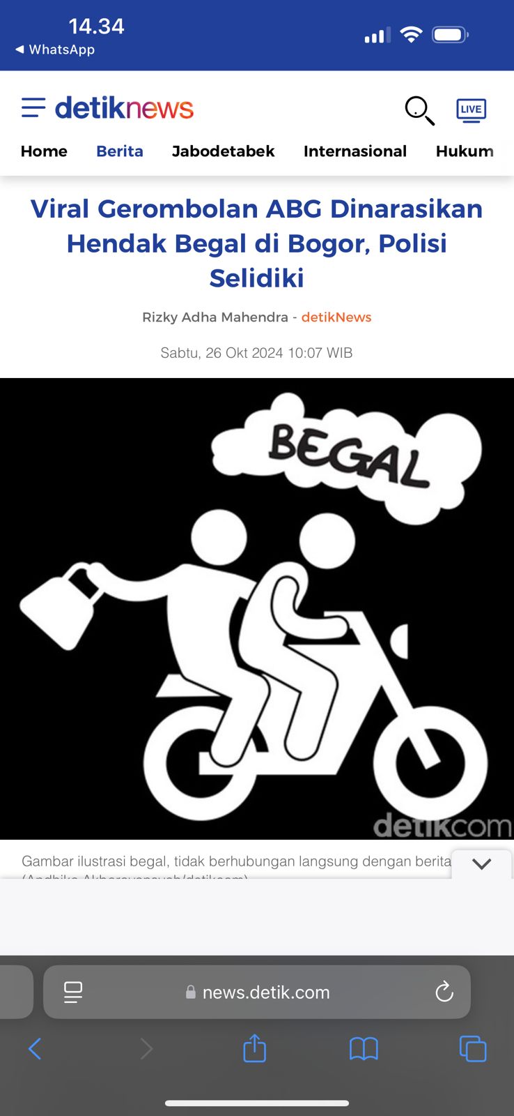 Polsek Cileungsi Tindak Lanjuti Terkait Video Viral Beredar Terkait Adanya Pembegalan Sekelompok Remaja