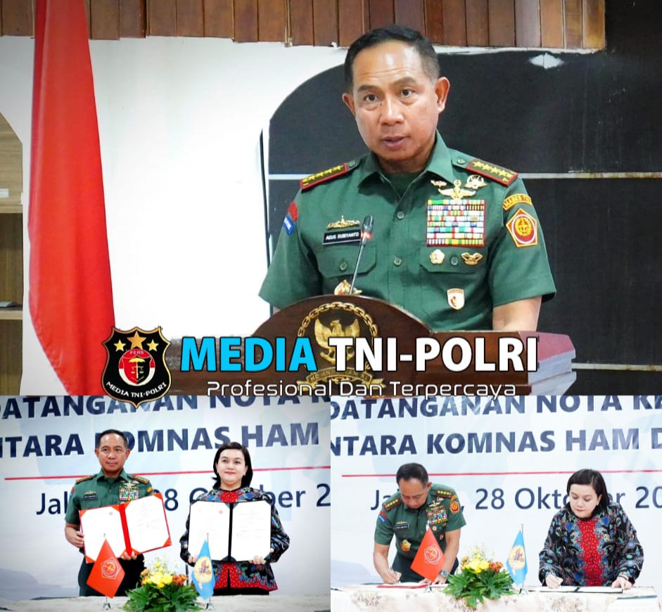 Panglima TNI dan Ketua Komnas HAM Tanda Tangani MoU untuk Peningkatan Kerjasama Pemajuan dan Perlindungan HAM