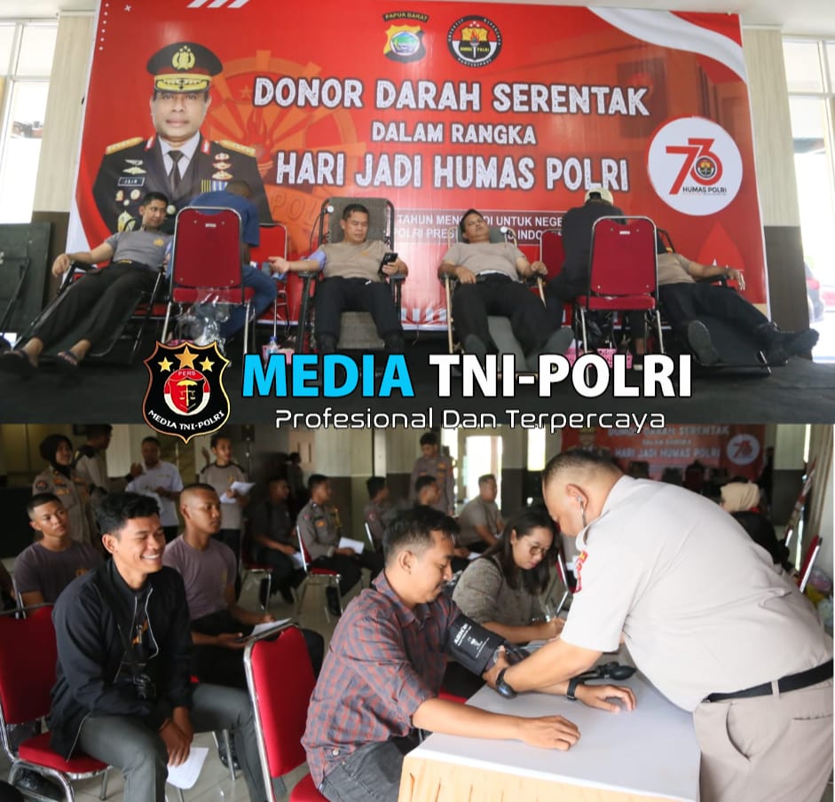 Peringati HUT Humas Polri Ke-78 Tahun Bidhumas Polda Papua Barat Gelar Donor Darah
