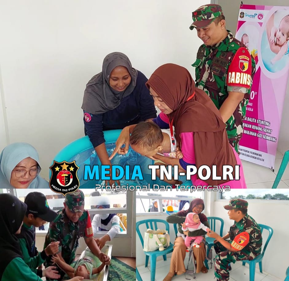 Peduli Pertumbuhan Anak Stunting, Dengan Terapi Renang Oleh Babinsa Koramil 0808/01 Sukorejo