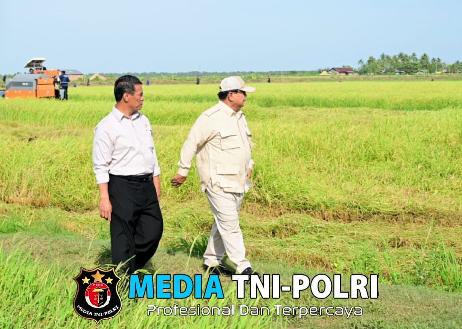 Presiden Prabowo Subianto Meninjau Secara Langsung Proses Tanam dan Panen Padi, Dalam Rangka Pengembangan Program Swasembada Pangan Nasional di Desa Telaga Sari,Distrik Kurik, Kabupaten Merauke, Provinsi Papua Selatan