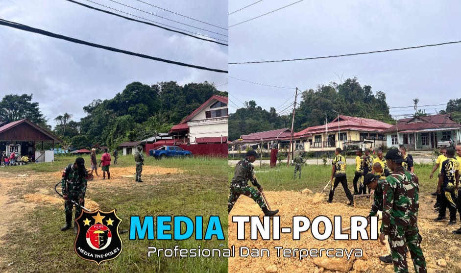 Sinergitas Satgas Yonif 762/VYS bersama Polres Maybrat Pada Kegiatan Karya Bakti di GKI Sion Kumurkek